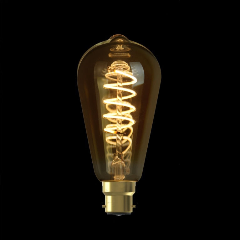 Filament LED Lamp Edison Curl Gold Ø64 mm B22 4W