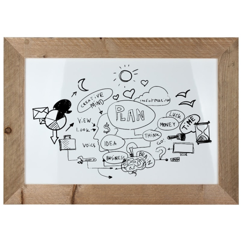 Whiteboard Steigerhout 70x90 cm Overview Sfeer